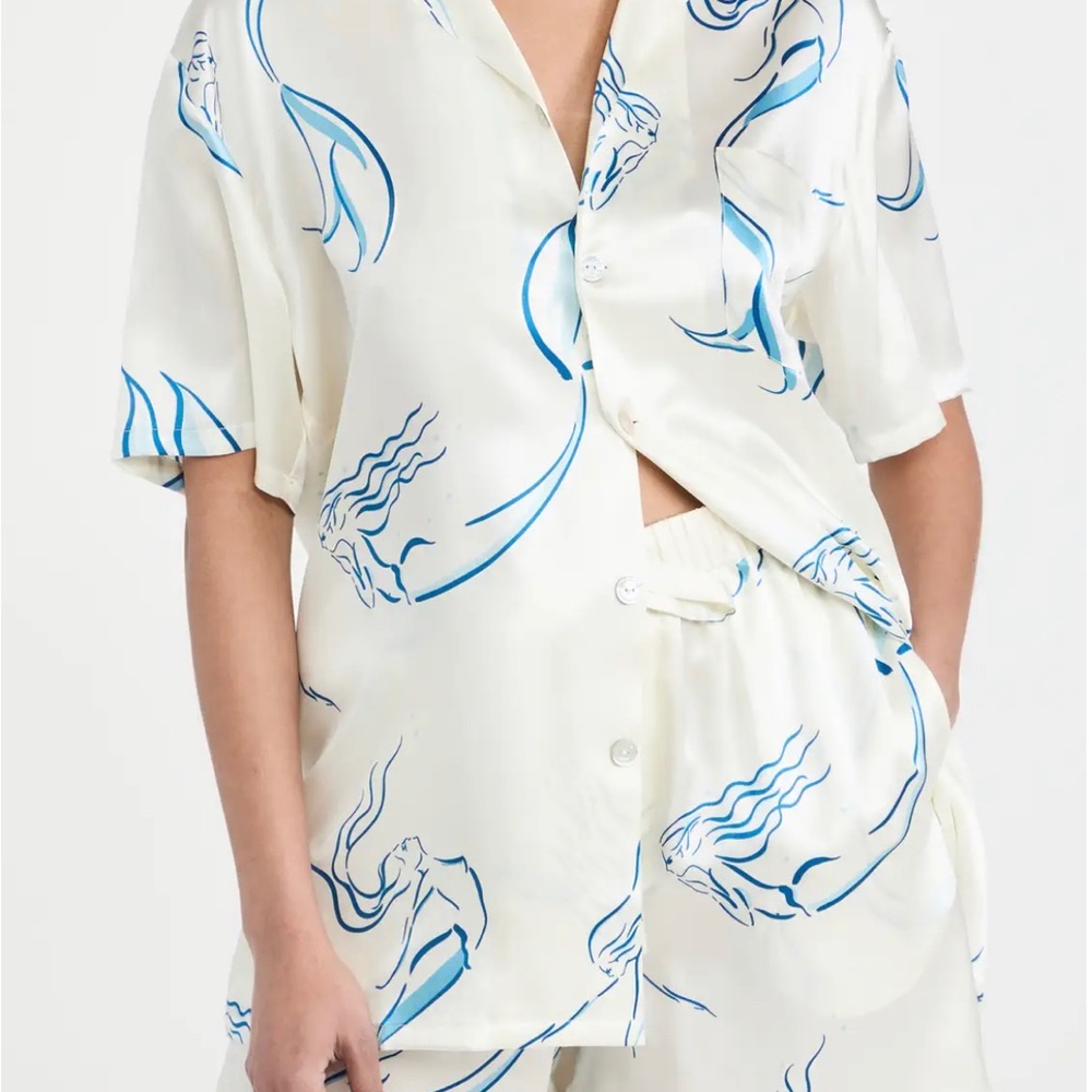 Olivia Von Halle silk short and a shirt PJ set